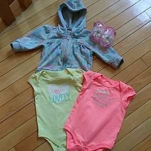 Baby onesie, hoodie and jelly sandal